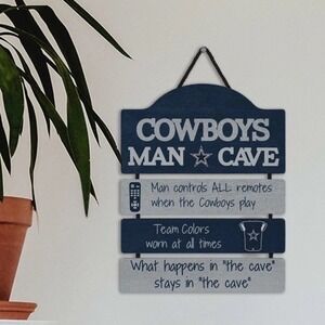 FOCO‎ Dallas Cowboys Man Cave Sign 14x12 Navy Blue Wood NFL Decor NWT